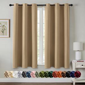 MIULEE Taupe Brown Blackout Curtains for Bedroom Living Room 63 Inches Long 2 Panels, Thermal Insulated Room Darkening Drapes Grommet Noise Reducing Light Blocking Window Treatments 40x63 Inch
