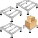 GRETJOB 3-Pack Stainless Steel Dunnage Rack, 11.8" L x 11.8" W x 3.9" H, 1000LB Capacity, No-Assembly Kitchen Floor Racks for Commercial Food Service, Restaurant, Bakery, Shop & Garage Storage
