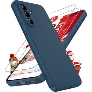 LeYi for Galaxy A36 5G Case: Samsung A36 Phone Case with 2 Pack Screen Protector for Women Men, for Liquid Silicone Slim Silky-Soft Gel Rubber Protective Case Cover for Samsung Galaxy A36, Blue