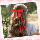 Mimorou 30 Pcs Silky Satin Hair Bows for Girls Women Bulk Ribbon Bow Bowknot Hair Clips with Long Tail Tassel for Women Girls Ponytail Holder Accessories