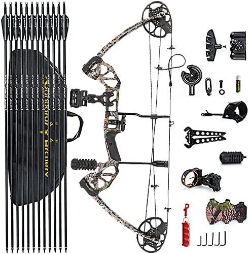 Compound Bow Draw Weight 0-70 Lbs for Pull Beginner and Intermediate Archer Fully Adjustable 19.25"-31" with All Accessories, up to IBO 320 fps,Package with Archery Hunting Equipment New 2024