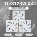 Thermalright TL-S12RW X3 CPU Fan, 120mm White Computer Cooler Fine Aperture ARGB Halo PC Fan,Reverse Airflow Design Chassis Cooling, 1500RPM Speed,3-Pack,White