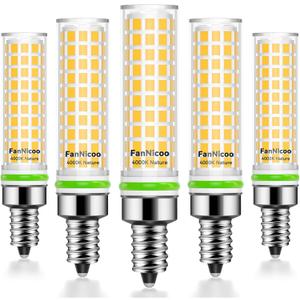 FanNicoo E12 LED Bulb 100w Equivalent 1200lm 4000K Led Candelabra Bulbs Natural White 10W T6 C7 Candle Light Bulbs for Ceiling Fan Pendant Lighting Salt Lamp Non-dimmable(5Pack)