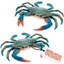 2 Pcs Blue Crab Toy - 6.6 X 5.3" Imitation Crab Decorations with Lifelike Texture and Detail - Plastic Sea Creatures for Aquarium Decor, Seafood Market Displays, Photo Props & Coastal Themed Styling