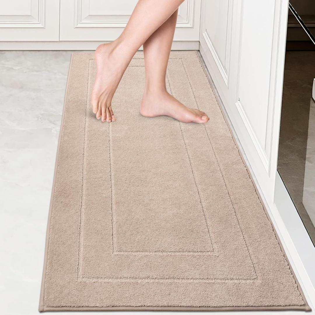PURRUGS Machine Washable Kitchen Runner Rug 24" x 59", Non-Slip/Skid Hallway Runner Rug, Super Absorbent Soft Area Rug for Kitchen, Hallway & Laundry, Beige