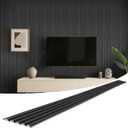 WPC Slat Wall Panels 8 Pack 96" x 6", Waterproof Fluted Wall Paneling, Accent 3D Wall Panel for Wall Decor, Bathroom, Bedroom, Office - Low Grille Black (Cover Approx. 32 sq.ft)