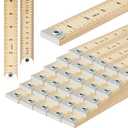 Hoteam 10 Pcs Heavy Duty Wooden Yardstick 36 Inches Natural Wood Yard Stick Ruler with Hang Hole Metal Tips 1/4-inch-thick Yardstick Ruler Metal Ends Meter Stick Clothing Measuring Home Office