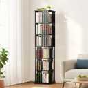 SpaceAid 6 Tier Rotating Bookshelf Tower, Bamboo Spinning Book Shelf, Revolving 360 Bookcase Storage Swivel Round Carousel, Vertical Rotate Turning Spiral Corner Organizer, Black 67.5" H