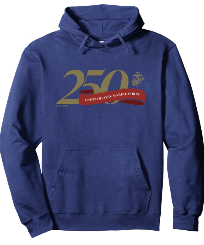 United States Marine Corps 250th Birthday Gold Logo Pullover Hoodie Size S
