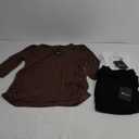 Ficerd 3 Pack Cotton Maternity Top 3/4 Sleeve Basic Square Neck Maternity T Shirt Ruched Pregnancy Blouse (Small, Black, White, Coffee)