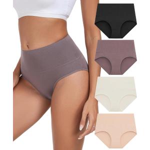 ANLIQI Women Underwear Cotton High Waist Tummy Control Panties Full Coverage Briefs Soft Stretch Ladies Breathable Underpants (S)