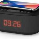 i box Dawn FM Radio, Bluetooth Wireless Speaker, Fast Charging, Clock Radio, LED Display, USB Charger, Dimmable Night Light, Alarm Clock Feature, Wireless Charger, Digital Clock, Dual Alarm (Black)