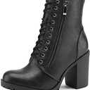DREAM PAIRS Women's Combat Ankle Boots Chunky Heel Lace up Fashion Heeled Booties 6.5
