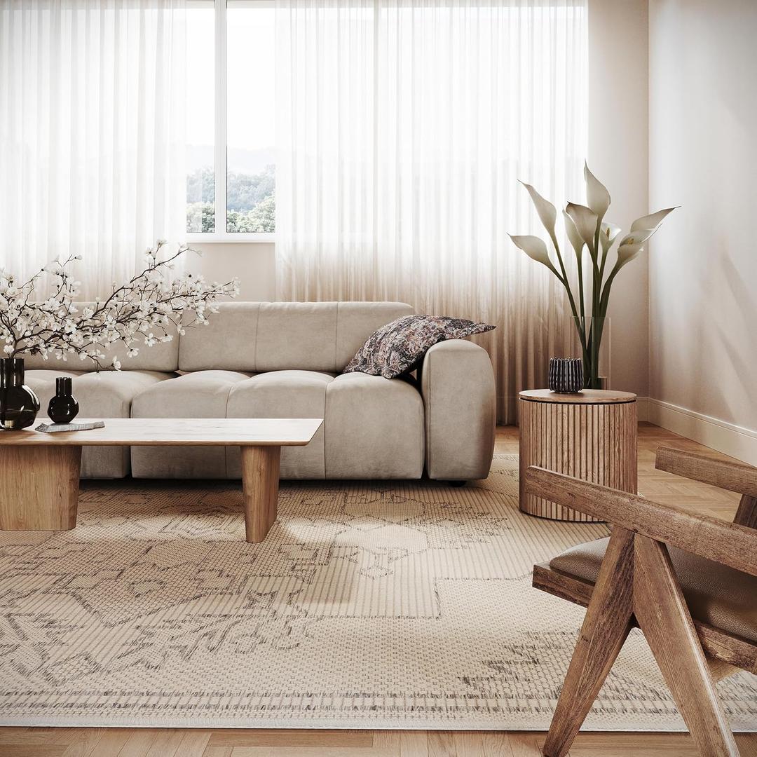 nuLOOM Anivelle Beige Vintage & Distressed Power Loomed Area Rug, 4' x 6'