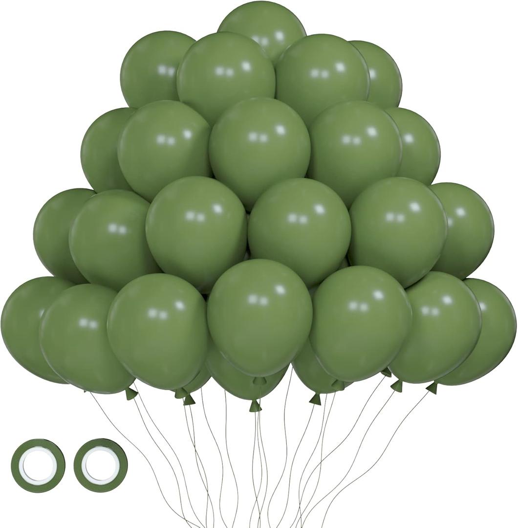 105pcs Sage Green Balloons 12inch Olive Green Balloons for Birthday Graduation Baby Shower Wedding Anniversary New Year Party Decorations