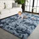 8x10 Large Shag Area Rugs for Living Room Bedroom, Tie-Dye Beige Indoor Super Soft Fuzzy Plush Rugs, Upgrade Anti-Skid Modern Furry Rugs Fluffy Carpets for Kids Room Nursery Home Decor