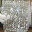 Silver Shimmer Wall Backdrop 8ft * 8ft 1 Panel, Silver Sequin Backdrop Photobooth Props for Wedding, Anniversary, Birthday, Party Decorations