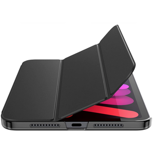 JETech Case for iPad mini (A17 Pro, 2024 Model, 7th Generation) / mini 6 (2021 Model, 6th Generation), Slim Stand Hard Back Shell Smart Cover with Auto Wake/Sleep (Black)