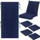 Tudomro 4 Pcs 4 Pcs Outdoor High Back Chair Cushion Covers (Not Includes Cushion) 44 x 21 x 4 Waterproof Patio Replacement Rocking Chair Slipcover Seat Pad Cover with Tie for Furniture (Navy Blue)