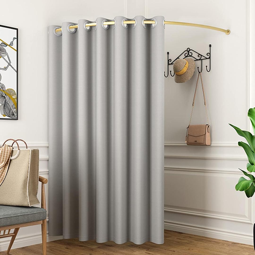 TEENKON Clothing Store Fitting Room, 47 in Dressing Room Used in Mall, Boutique and Office, Corner Wall Mounted Changing Room for Privacy Protection, Include Shading Curtain, Bracket and Hook Up, 76.7"W x 90.5"L