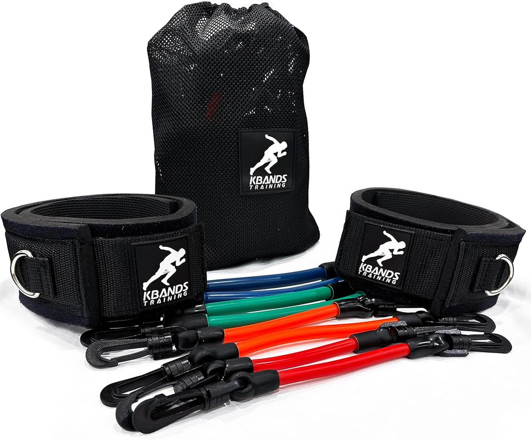Kbands | Speed and Strength Leg Resistance Bands | Includes Speed 101 and Agility FX Digital Training Programs - Sizes for Youth, Intermediate, and Advanced Athletes (Blue, Green, Red, Orange)