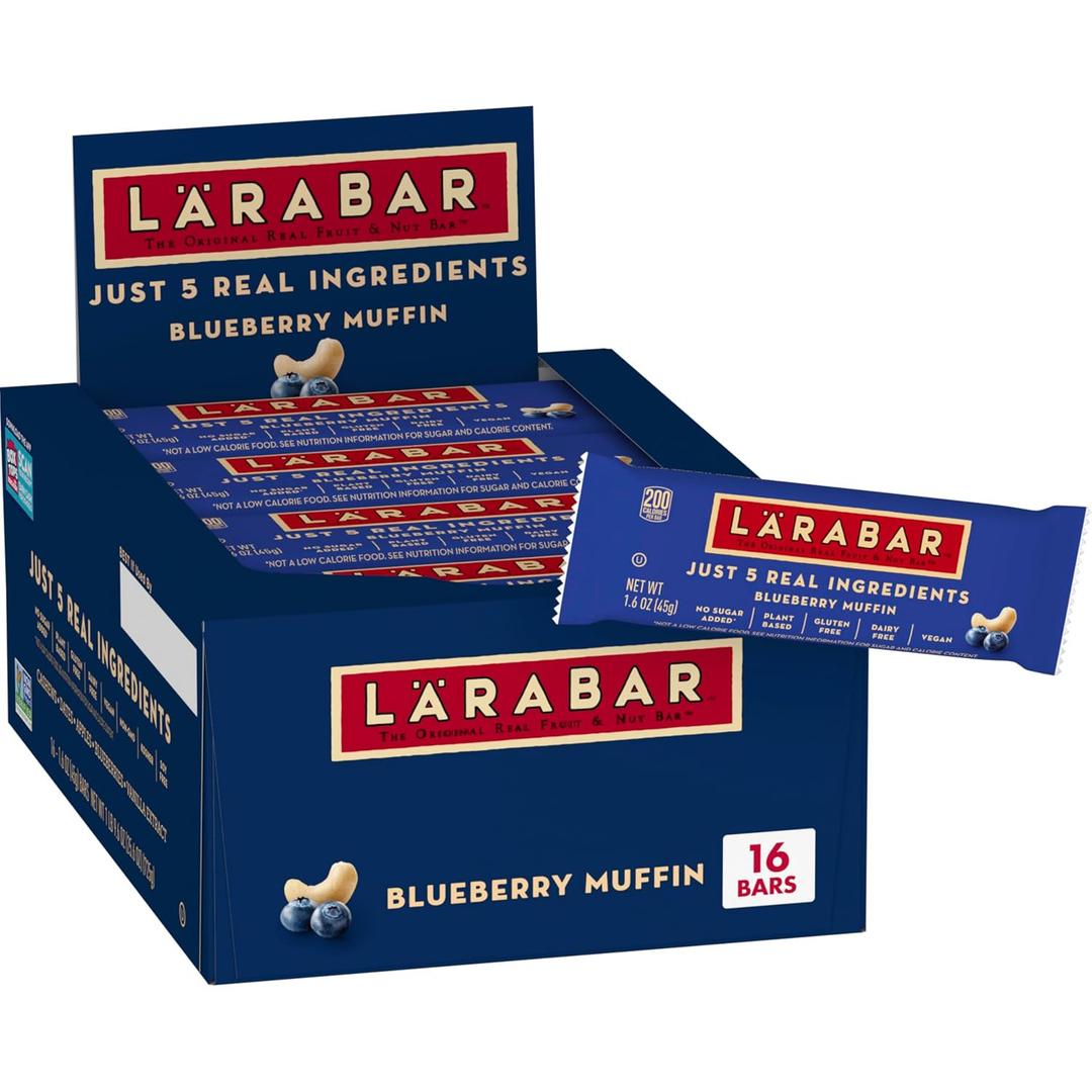 Larabar Blueberry Muffin Fruit and Nut Bars, Gluten Free and Vegan, 25.6 oz, 16 Ct (EXP 03/03/27)