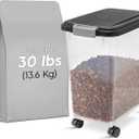 IRIS USA Airtight Dog Food Storage Container, Up to 30 lbs, Attachable Wheels, for Dog Cat Bird and other Pet Food Storage Bin, Keep Fresh, Easy Mobility, BPA Free, Black