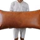 PANOD Luxury Full Body Pillow Covers 20 x 36,Decorative Faux Leather Long Pillow Covers Lumbar Pillow Case Cushion case for Farmhouse Sofa Couch Bed Livingroom,Vegan Brown