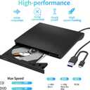 External DVD Drive,USB 3.0 and Type-C CD DVD Disc Reader Writer Burner Player,Slim and Portable CD DVD +/-RW Optical Drive for PC Laptop Desktop MacBook Mac Windows 7/8.1/10/11 Linux OS Apple
