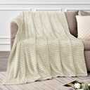 BEDELITE Fleece Blanket Twin Size 3D Ribbed Jacquard Soft and Warm Decorative Fuzzy Blankets Cozy, Fluffy, Plush Lightweight Throw Blankets for Couch, Bed, Sofa(Beige, 60x80 inches)