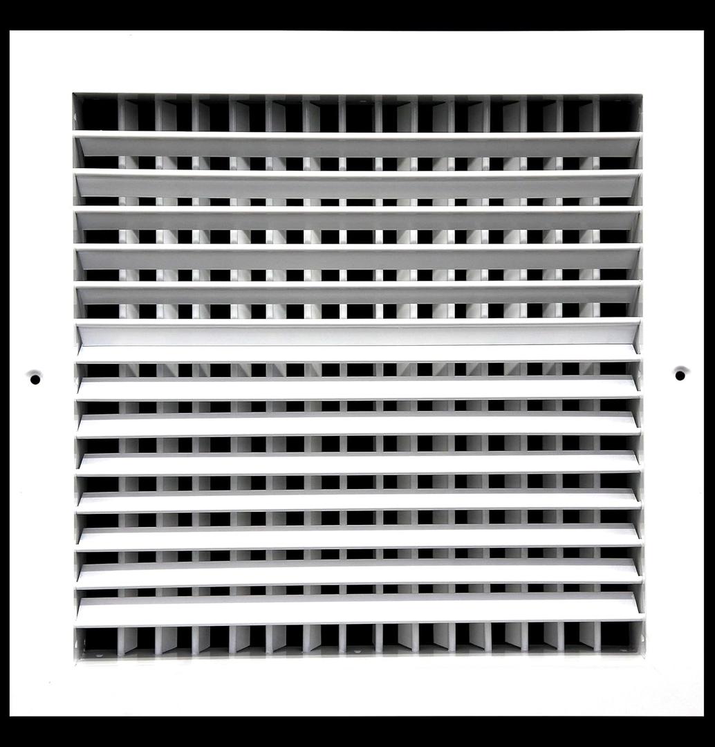 12"w X 12"h Aluminum Double Deflection Adjustable Air Supply HVAC Diffuser - Full Control Vertical/Horizontal Airflow Direction - Vent Duct Cover [Outer Dimensions: 13.6"w X 13.6"h]