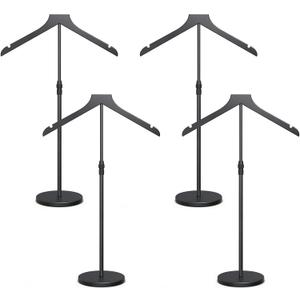 4 Pack Shirt Display Stand, 18-34 Inch Height Adjustable Mannequin Torso for Vendors Shop, More Stable Dress Form Mannequin Stand Clothes Rack, T Shirt Display Holder Jacket Coat Hanger, Black