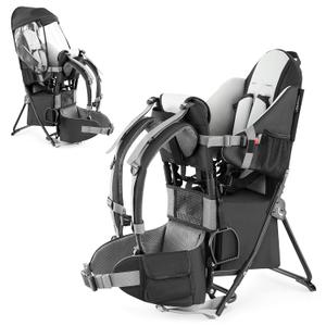 besrey Baby Backpack Carrier, Toddler Hiking Backpack with Safety 3-Height Seat, Adjustable Straps&Waist Belt, Foldable Frame Lightweight Large Capacity Child Carrier for Hiking (Black)