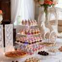 4 Tier Acrylic Cupcake Tower Stand, Clear Square Dessert Treat Display, Cake and Cupcake Stand Set, Candy Bar Party Dcor, Bases Para Cupcakes for Birthday Wedding Party