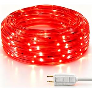 LED Rope Lights, 16.4 Feet Red Flat Flexible Strip Light, Plug in Novelty Lighting, Connectable and Waterproof for Home Christmas Holiday Garden Patio Party Decoration