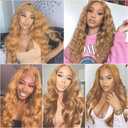 34 inch Honey Blonde Bundles Human Hair 27 Body Wave Bundles 50g Double Weft 8A Grade 27 Honey Blonde Body Wave Bundle Human Hair Extensions