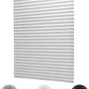 LUCKUP 6 Pack Cordless Light Filtering Pleated Fabric Shade,Easy to Cut and Install, with 12 Clips (48"x72" - 6 Pack, White)