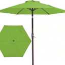 JEAREY 7.5FT Patio Umbrella Market Table Umbrella with 6 Sturdy Ribs, Push Button Tilt/Crank Outdoor Umbrella for Garden, Deck, Backyard, Pool and Beach,Grass Green