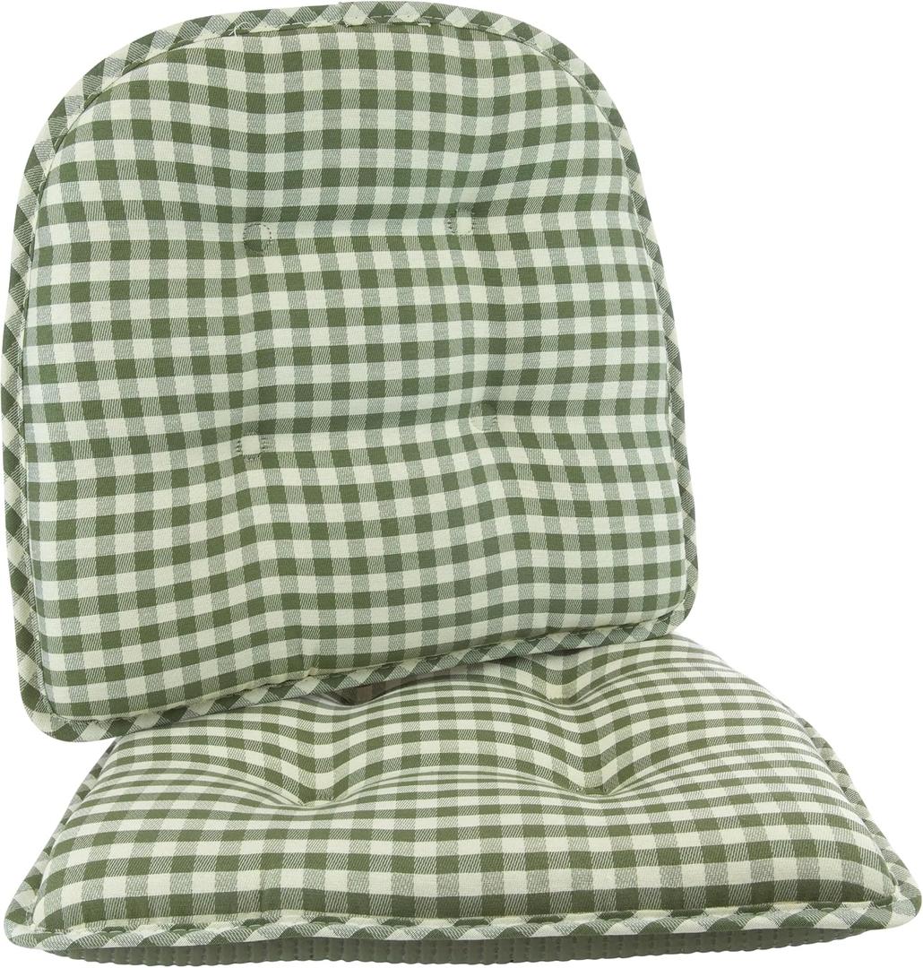 Non-Slip Chair Cushions, Assembled in USA, U-Shaped Skid-Proof Seat Pads for Dining Room, Kitchen, Office, 15"x16", 2 Pack