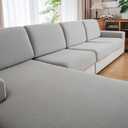 Couch Cushion Covers, Comfort Soft Magic Sofa Covers Washable Stretch Resistant Slipcovers for Sectional and L Shaped Seats Furniture Protectors for Pets (1PC Chair Cushion Cover, Light Gray)