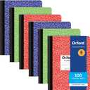 Oxford Composition Notebooks, 6 Pack, Cover Colors Vary, Wide Ruled Paper, 9-3/4 x 7-1/2 Inch School Journals, Assorted Marble Covers, 100 Sheets, per Book (63762)