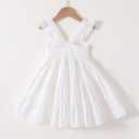 Kids Toddler Baby Girls Rainbow Dress Princess Sleeveless Beach Butterfly Sundress (White) 3-4Y