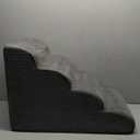 EHEYCIGA Curved Dog Stairs Ramp for High Beds 19.7" H, 4-Step Dog Steps for Small Dogs and Cats, Pet Stairs for High Bed Climbing, Non-Slip Balanced Pet Step Indoor, Grey