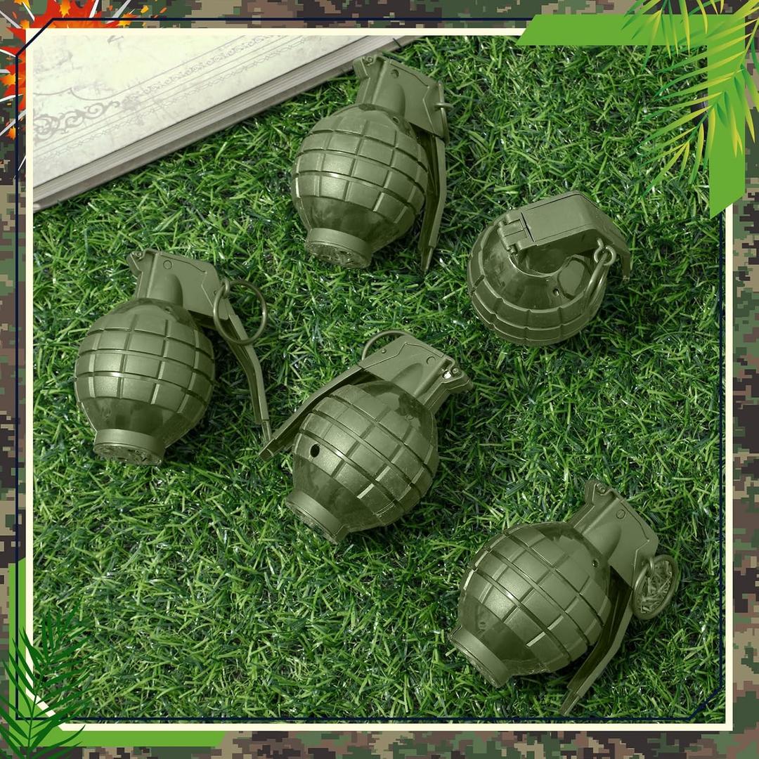 8 Pcs Plastic Toy Hand Grenades Fake Grenade with Realistic Sound Effects and Flashing Light, Christmas Toys Military Toys for Pretend Army Role Play Prop Xmas Gifts