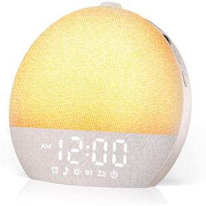Geuuap Sunrise Alarm Clock White Noise Sound Machine for Bedroom | Natural Wake-Up Light with 30 Soothing Sleep Aids, Bluetooth Speaker, Dimmable Clock, Screen-Free Design for Baby Adults Kids-Khaki (Standard)