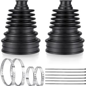 2 Pack PIFOOG 2PCS CV Boot Repair Kit for 19mm to 24mm Shafts Universal Car CV Axle Joint Boots Replacement Constant Velocity Kits with Clamps Cable Ties Dustproof Flexible Silicone Black