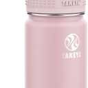 Takeya Actives Kids Water Bottle 14 oz Stainless Steel Double Wall Insulation BPA-Free Leakproof Straw Lid Easy Carry Handle Reusable Ideal for Boys and Girls, School, Sports - Blush