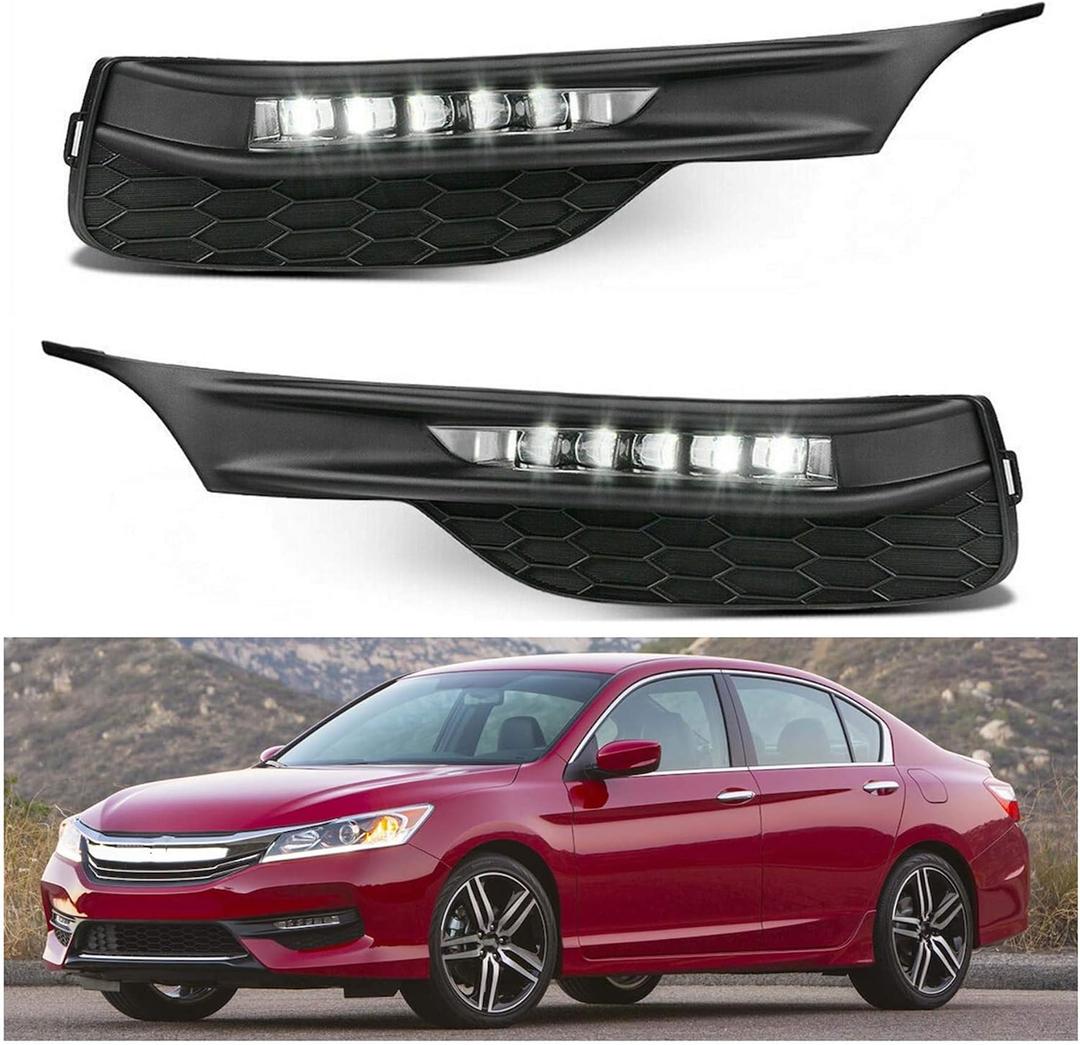 munirater Fog Lights Kit with Bezel Switch Wires Replacement for Accord 2016-2017 Sedan 4Dr