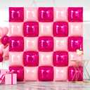 NISOCY 25PCS Hot Magenta Pink Square Foil Balloons Wall Backdrop Double Sided Metallic Pink Balloons Arch Kit for Galentines Valentines Day Bachelorette Birthday Engagement Bridal Party Decorations
