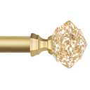 TONIAL Curtain Rod 32 to 58 Inch(2.6 to 4.8 ft), Splicing Adjustable 3/4 Single Rods for Windows 20 to 53 Inch(1.7 to 4.4 ft) Decorative Drapery Rod with Translucent Diamond Finial, Gold